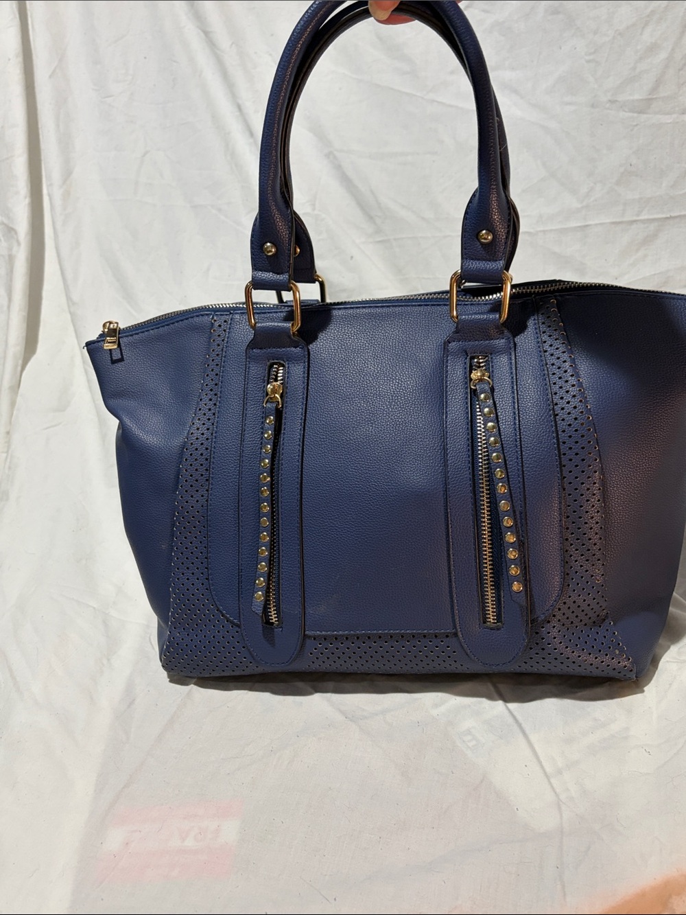 Blue Women's Structured Tote‎ Handbag
